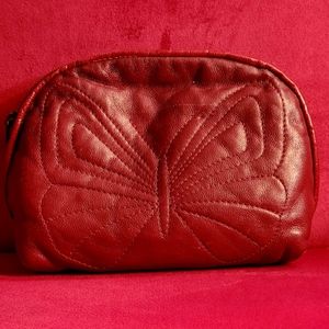 VINTAGE! 1970s handmade genuine Italian Leather makeup purse 👛